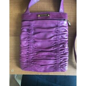 Michael Kors soft leather gathered detail purple crossbody bag